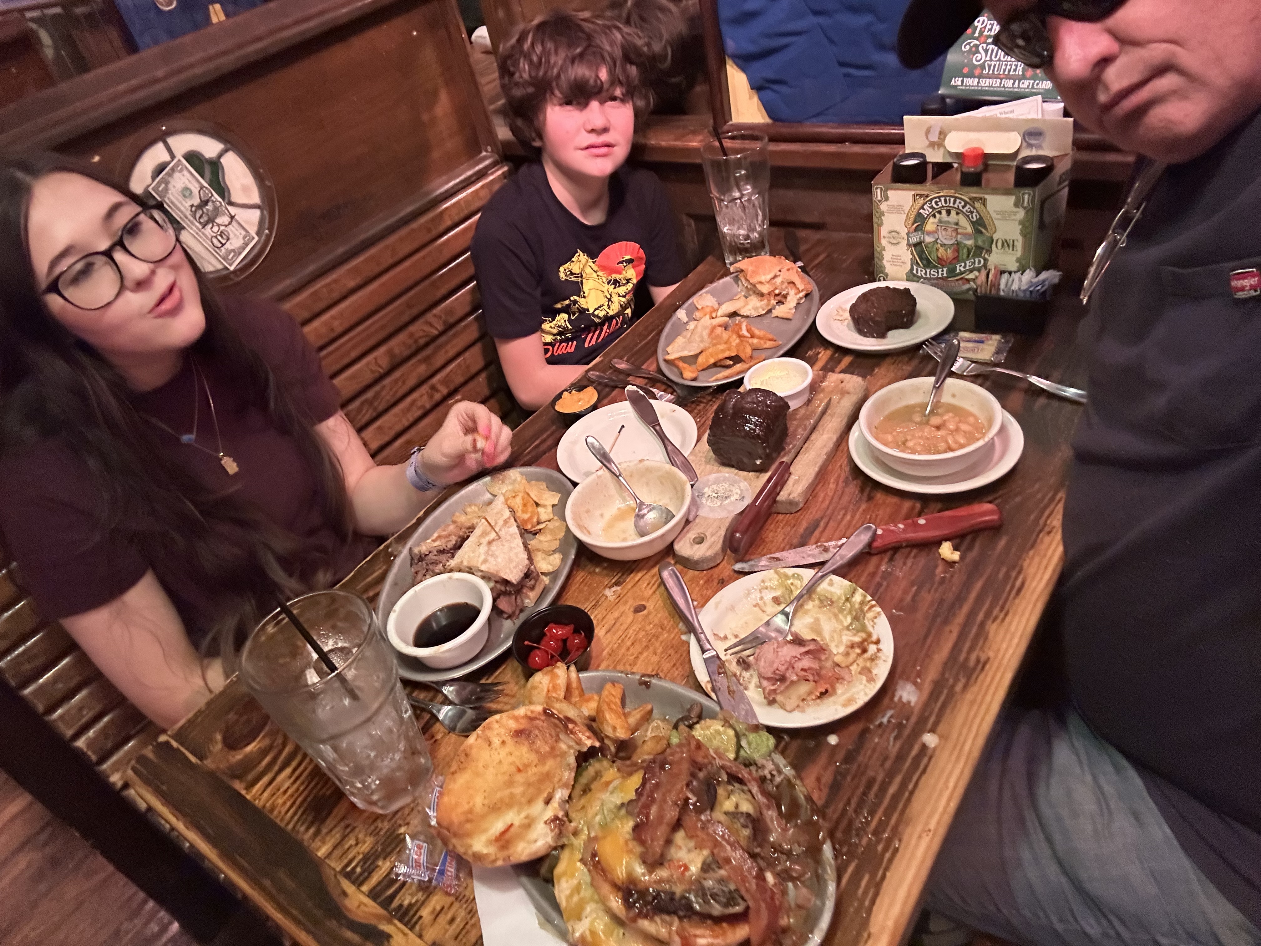 Abel and Aria laughing at dinner